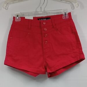 Women's Red Button-Up Shorts